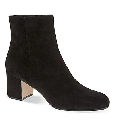 Shop Gianvito Rossi Margaux Suede Block Heel Ankle Boots In Black