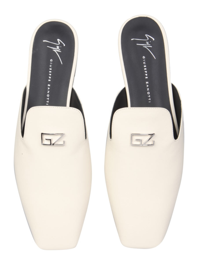 Shop Giuseppe Zanotti Leather Slippers In White