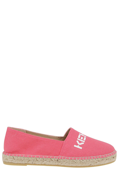 Shop Kenzo Logo Printed Round Toe Espadrilles In Red