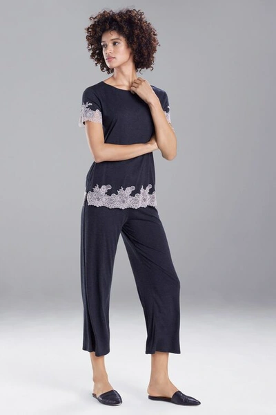 Shop Natori Luxe Shangri-la Tencel™ Short Sleeve Pajamas Set Basics In Grey/cocoon
