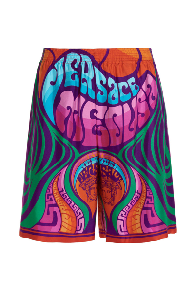 Shop Versace Allover Printed Shorts In Multi