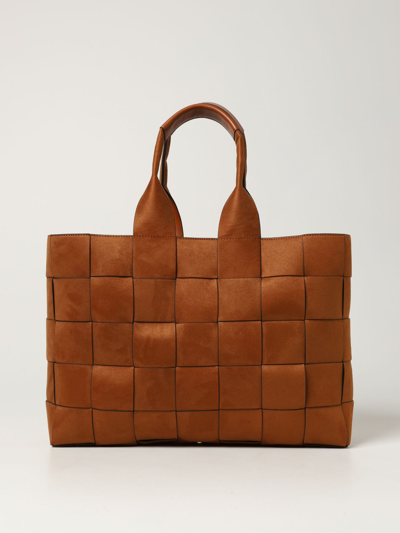 Shop Liviana Conti Bag In Woven Synthetic Suede In Brown