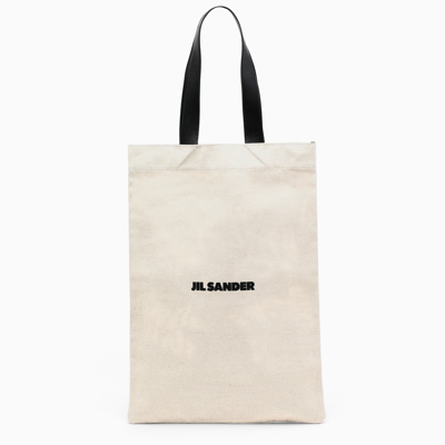 Shop Jil Sander Canvas Shopper Bag In Beige