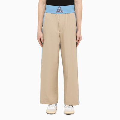 Shop Lanvin Beige/ Light Blue Sporty Trousers