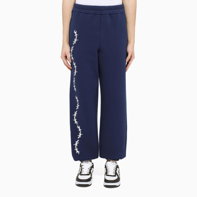Shop Dreamland Syndicate Navy Printed Joggers In Blue