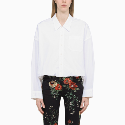 R13 OFF-WHITE COTTON CROPPED SHIRT 