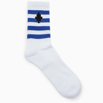 Shop Marcelo Burlon County Of Milan White Striped Socks With Logo Embroidery