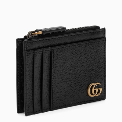 Shop Gucci Black Gg Zipped Credit Card Holder