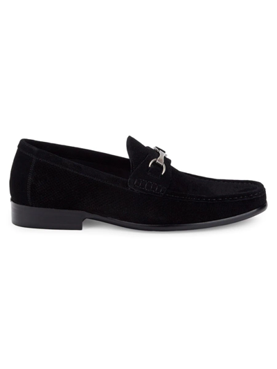 Shop Saks Fifth Avenue Men's Donatello Perforated-suede Mocassin Loafers In Black
