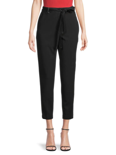 Shop Dkny Women's Tie-waist Straight Pants In Black