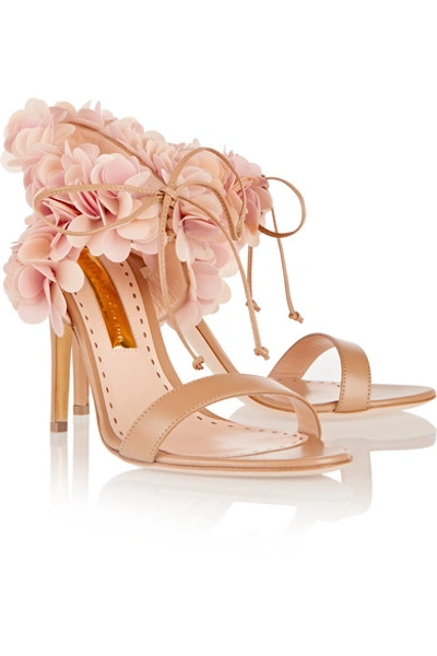 Shop Rupert Sanderson Pvc-trimmed Leather Sandals In Tan