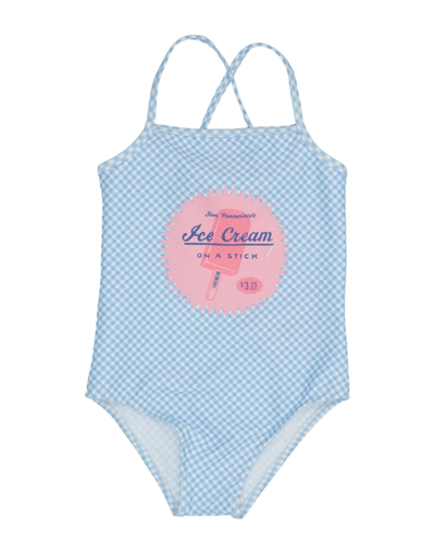 Shop Bonton Toddler Girl One-piece Swimsuit Sky Blue Size 4 Polyester, Elastane