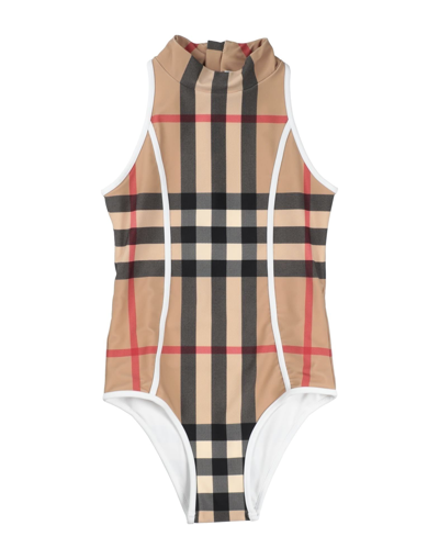 Shop Burberry One-piece Swimsuits In Beige