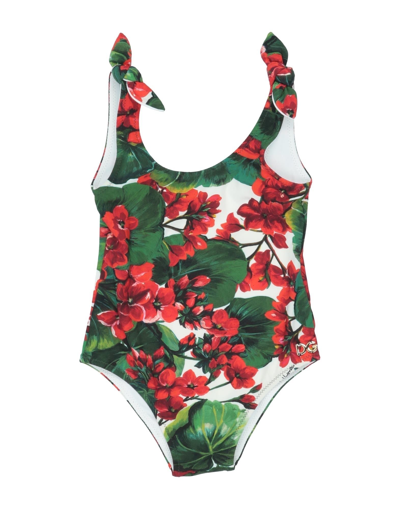 Shop Dolce & Gabbana Newborn Girl One-piece Swimsuit Green Size 3 Polyamide, Elastane