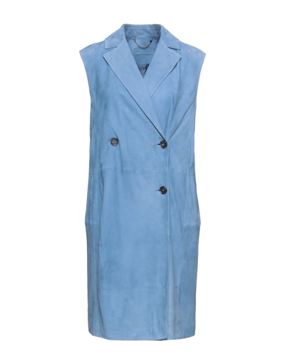 Shop Desa Nineteenseventytwo Desa 1972 Woman Overcoat Pastel Blue Size 4 Soft Leather
