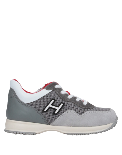 Shop Hogan Toddler Girl Sneakers Lead Size 9c Soft Leather, Textile Fibers In Grey