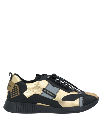 Shop Dolce & Gabbana Toddler Girl Sneakers Gold Size 9c Textile Fibers, Lambskin, Rubber