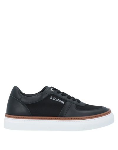 Shop A.testoni A. Testoni Woman Sneakers Black Size 7 Soft Leather, Textile Fibers