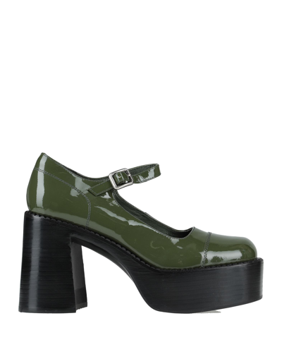 Shop Jeffrey Campbell Woman Pumps Military Green Size 8 Soft Leather