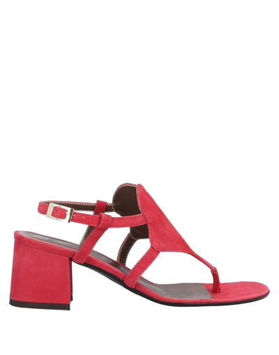 Shop Fiorifrancesi Woman Thong Sandal Coral Size 8 Soft Leather In Red