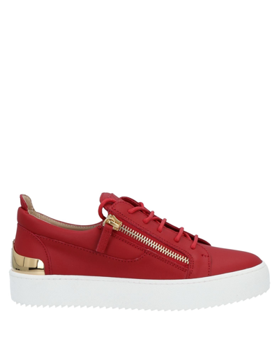 Shop Giuseppe Zanotti Man Sneakers Red Size 12 Soft Leather