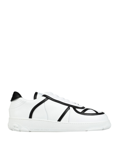 Gcds Nami Bicolor Leather Sneakers In White