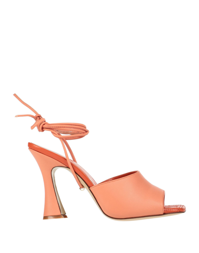 Shop Giampaolo Viozzi Sandal Woman Sandals Apricot Size 7 Soft Leather In Orange