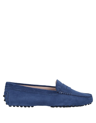 Shop Tod's Woman Loafers Slate Blue Size 6 Soft Leather