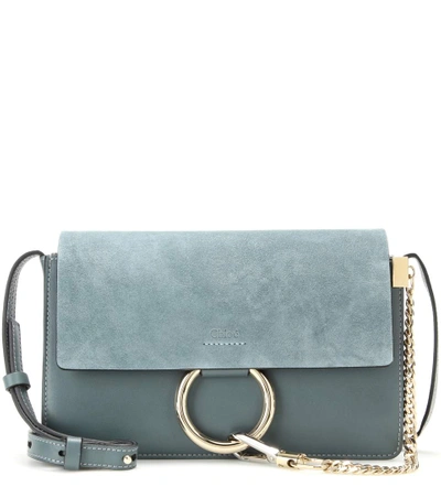 Shop Chloé Faye Small Suede And Leather Shoulder Bag