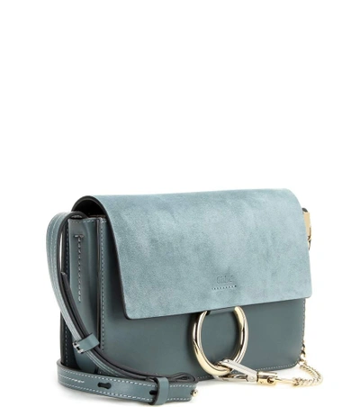 Shop Chloé Faye Small Suede And Leather Shoulder Bag