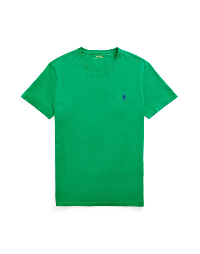 Shop Polo Ralph Lauren Custom Slim Fit Jersey Crewneck T-shirt Man T-shirt Green Size L Cotton