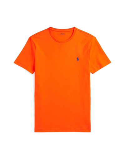 Shop Polo Ralph Lauren Custom Slim Fit Jersey Crewneck T-shirt Man T-shirt Orange Size M Cotton