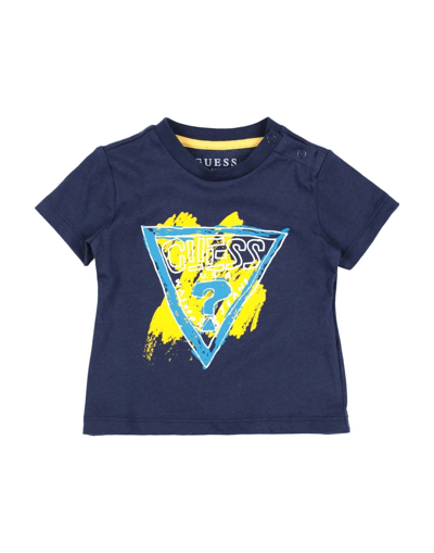 Shop Guess Newborn Boy T-shirt Midnight Blue Size 3 Cotton