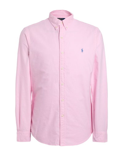 Shop Polo Ralph Lauren Slim Fit Oxford Shirt Man Shirt Pink Size Xl Cotton