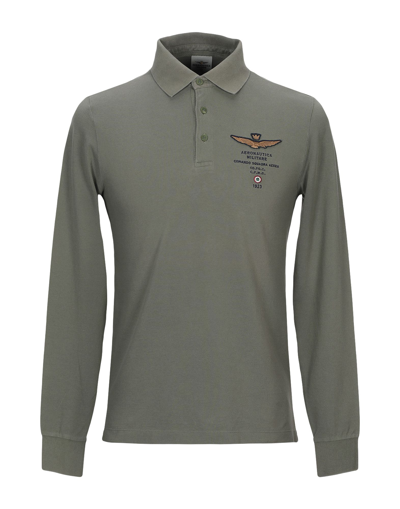 Shop Aeronautica Militare Man Polo Shirt Military Green Size S Cotton