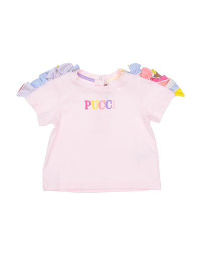 Shop Emilio Pucci Pucci Newborn Girl T-shirt Pink Size 3 Cotton, Elastane