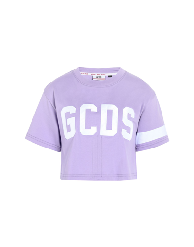 Shop Gcds Woman T-shirt Lilac Size M Cotton In Purple