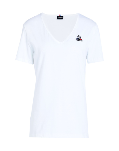Shop Le Coq Sportif Ess Tee Ss Col V N°1 W Woman T-shirt White Size M Cotton