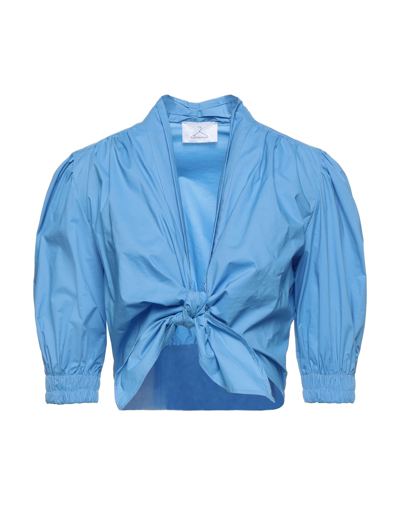 Shop Berna Woman Shirt Azure Size M Cotton, Elastane In Blue