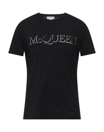 Shop Alexander Mcqueen Man T-shirt Black Size S Cotton, Polyester, Viscose