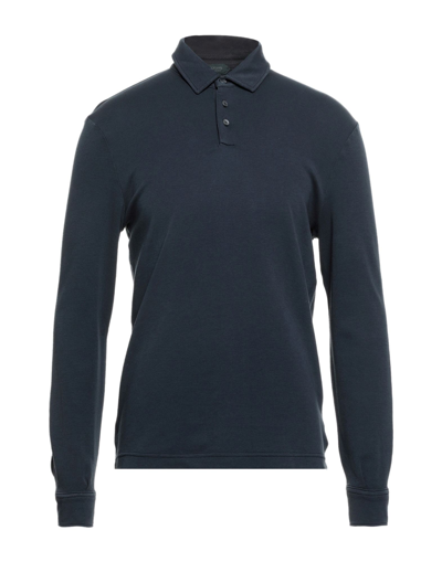 Shop Zanone Polo Shirts In Dark Blue