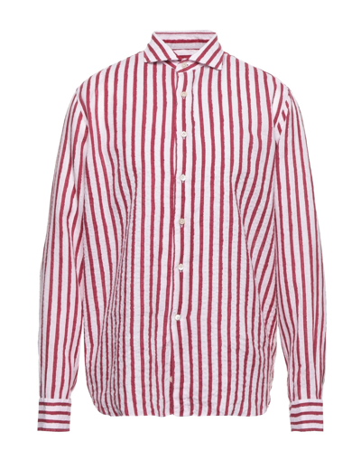 Shop Alessandro Gherardi Man Shirt Burgundy Size 17 Linen In Red