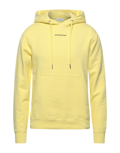 Shop Sandro Man Sweatshirt Yellow Size S Cotton, Elastane, Polyester