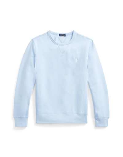 Shop Polo Ralph Lauren The Rl Fleece Sweatshirt Man Sweatshirt Sky Blue Size Xl Cotton, Recycled Polyeste