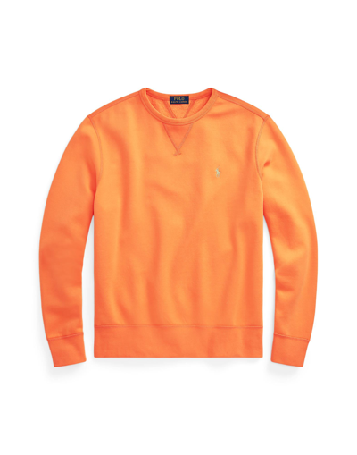 Shop Polo Ralph Lauren The Rl Fleece Sweatshirt Man Sweatshirt Orange Size L Cotton, Recycled Polyester
