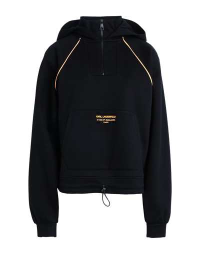 Shop Karl Lagerfeld Cropped Athleisure Hoodie Woman Sweatshirt Black Size L Viscose