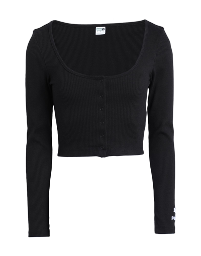 Shop Puma Classics Ribbed Longsleeve Tee Woman T-shirt Black Size L Cotton, Polyester, Elastane