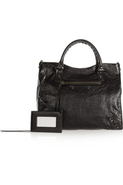 Shop Balenciaga Velo Textured-leather Shoulder Bag