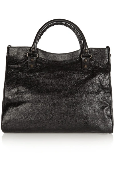 Shop Balenciaga Velo Textured-leather Shoulder Bag