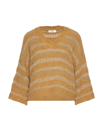 Shop Suoli Woman Sweater Camel Size 4 Cotton, Polyamide, Viscose, Metallic Fiber In Beige
